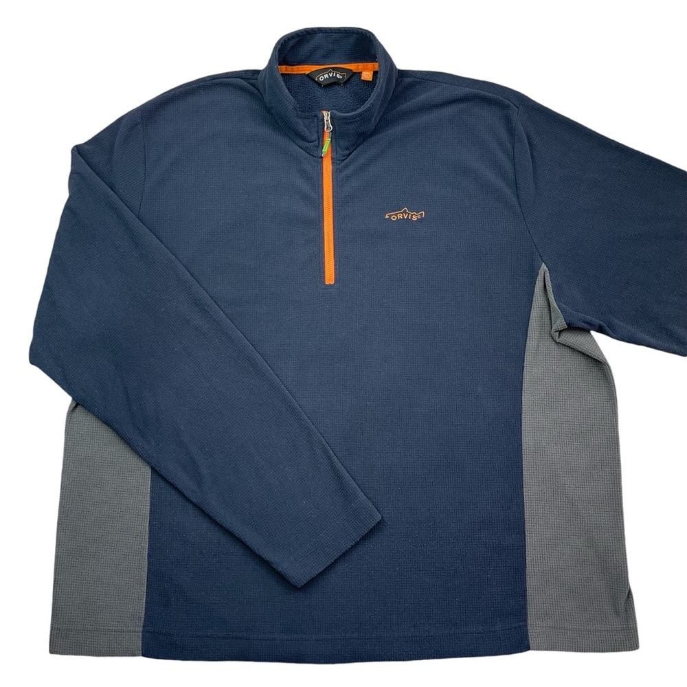 Orvis Blue and Gray Performance Jacket with Orange Accents